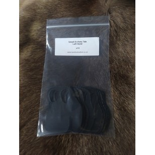 Archery - 10 x Tab - basic design in black leather (Small to fit Left Hand)